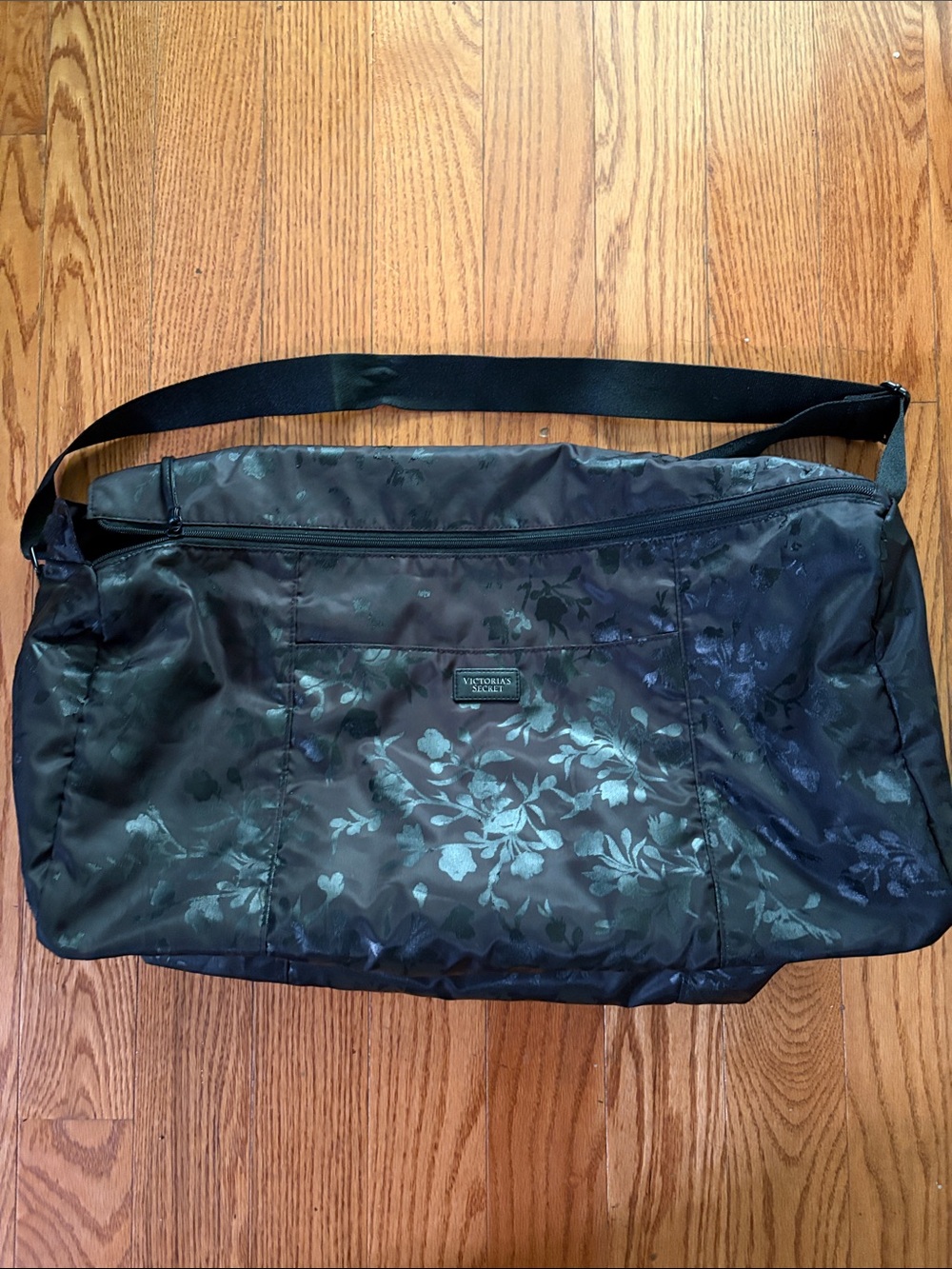 Victoria's Secret Black Floral Jacquard Duffel Bag